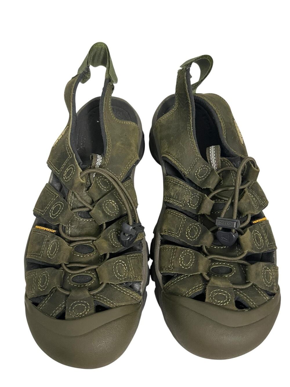 Keen Waterproof Sandals Mens 8 Green Nubuck Leather Closed Toe Hiking Lace Up
